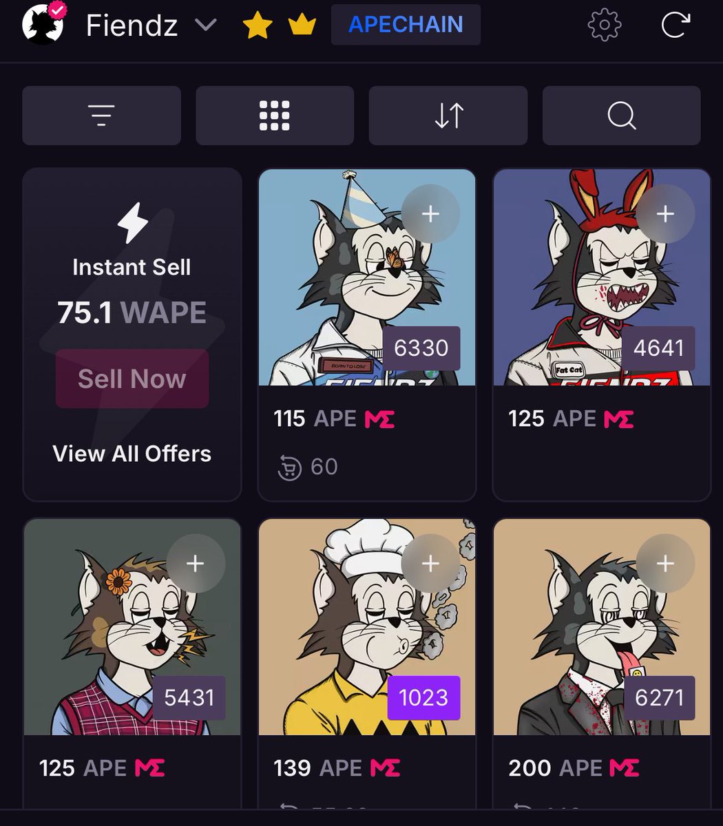 Gmeow! 

An update for <a href="/FelineFiendz/">Fiendz</a> on #ApeChain 

.52% listed
11.9k ape volume 
Unique owners at 3349 (49%) 

Community is full of diamond hands and I’m super proud. 

We are working hard in the backend on new features for Fiendz holders. Much more to come.