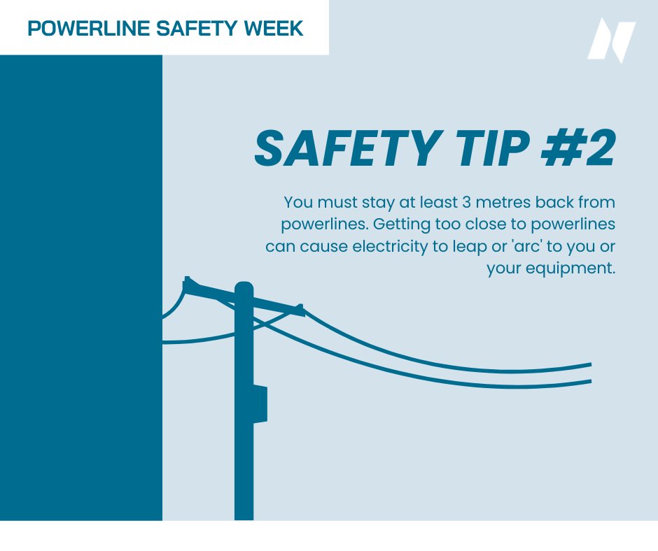 NTPowerNews's tweet image. ⚠️⚡Day 2 of #PowerlineSafetyWeek! 

Safety Tip #2: You must stay at least 3 metres back from powerlines.

Learn more from @homeandsafety here: ow.ly/XmZA50VL1pI

#StaySafe