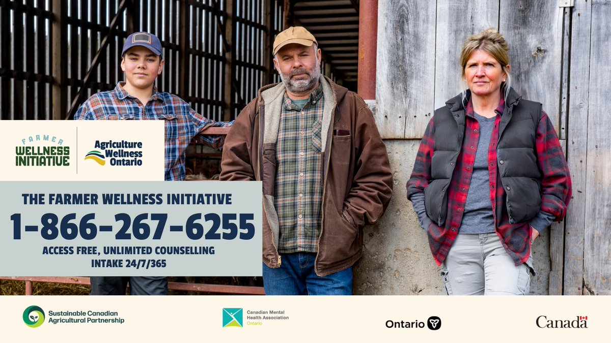 May is Mental Health Awareness Month - 🚜 Healthy farms need healthy farmers &amp; farm workers, and that's why the Farmer Wellness Initiative is here for you. 📞 Call 1-866-267-6255 for FREE, UNLIMITED mental health counselling tailored to your unique needs. farmerwellnessinitiative.ca