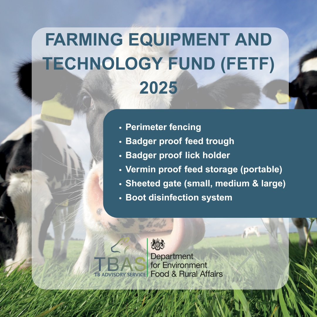 TB Advisory Service (@tb_advisory) on Twitter photo There are several items available as part of the Farming Equipment and Technology Fund (FETF) 2025 that can help with on farm biosecurity measures.
For more information visit GOV.UK: gov.uk/government/pub… <a href="/KingshayFarming/">Kingshay Farming</a> There are several items available as part of the Farming Equipment and Technology Fund (FETF) 2025 that can help with on farm biosecurity measures.
For more information visit GOV.UK: gov.uk/government/pub… <a href="/KingshayFarming/">Kingshay Farming</a>
