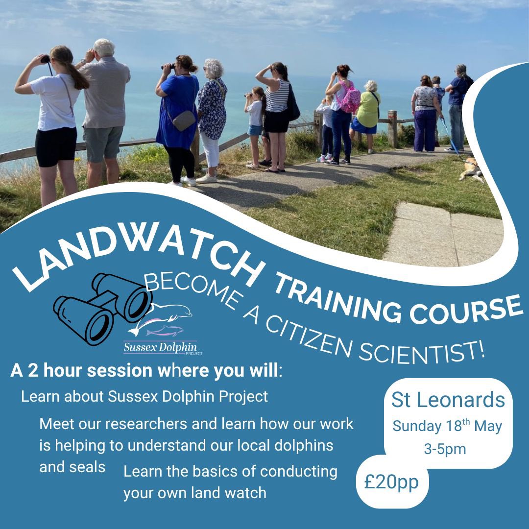 🚨🔭🐬 Land watch training event this Sunday (18th May) at St Leonard’s 3-5pm!! 

The training session costs £20 per person and will be led by the Sussex Dolphin team! 

Become a citizen scientist (16+) &amp; help us collect valuable data!

Details &amp; booking
fareharbor.com/embeds/book/su…