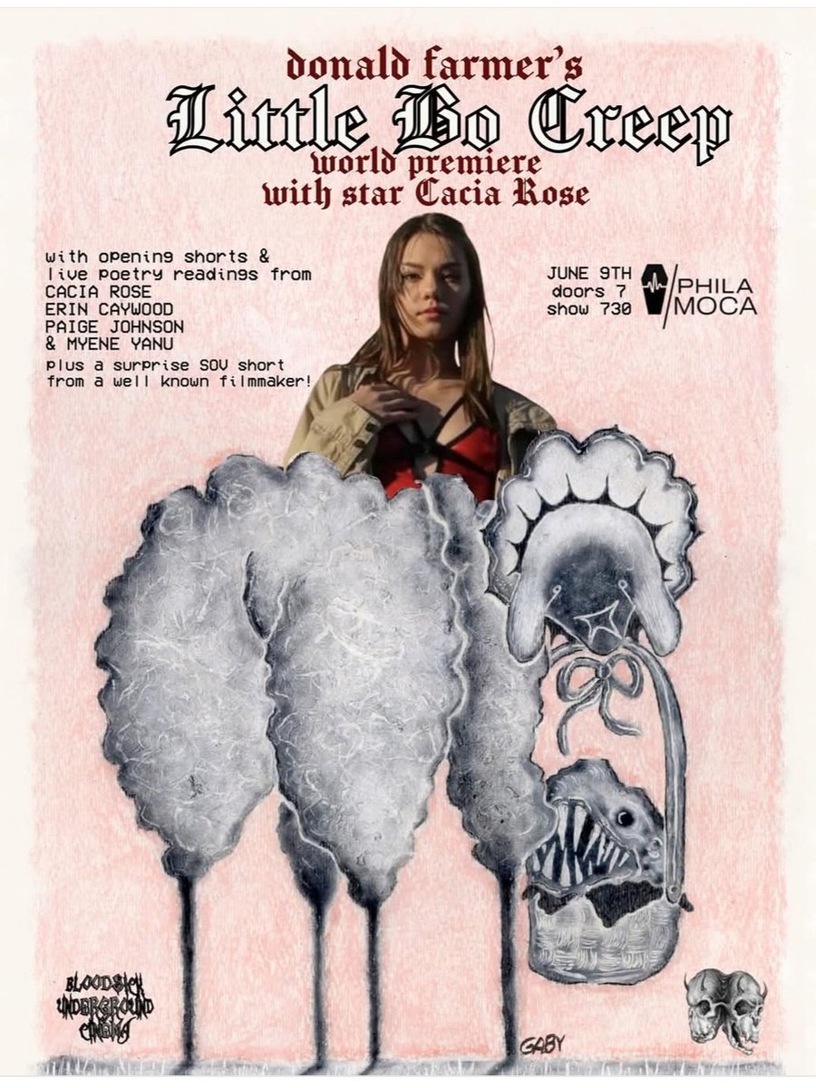 Blood Sick Underground Cinema presents Donald Farmer's Little Bo Creep World Premiere with star Cacia Rose! June 9th @philamoca 

#LITTLEBOCREEP is a nursery rhyme inspired, improvised horror movie by Underground Legend  @donaldrighthere.