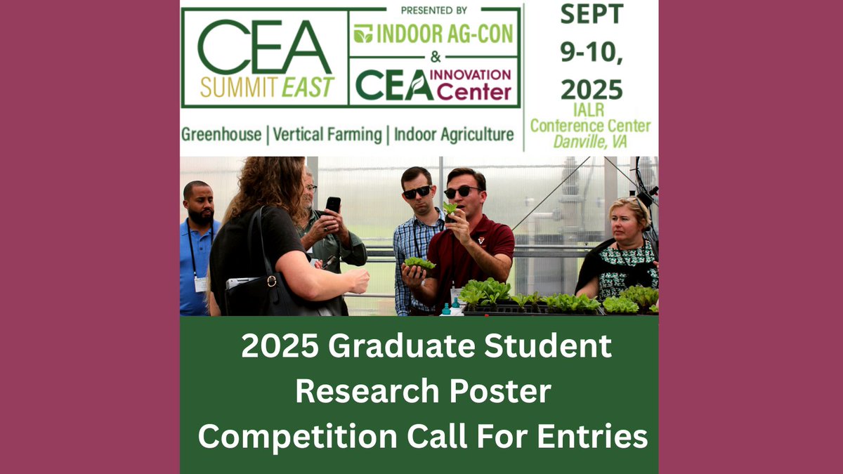 #CEASummitEast2025 is  accepting abstracts for the Graduate Student Research Poster Competition at the  Sept 9-10, 2025 edition at The Institute for Advanced Learning and Research  Conference Center in Danville, VA.  Deadline - August 4, 2025. ow.ly/FOfN50VQU7a