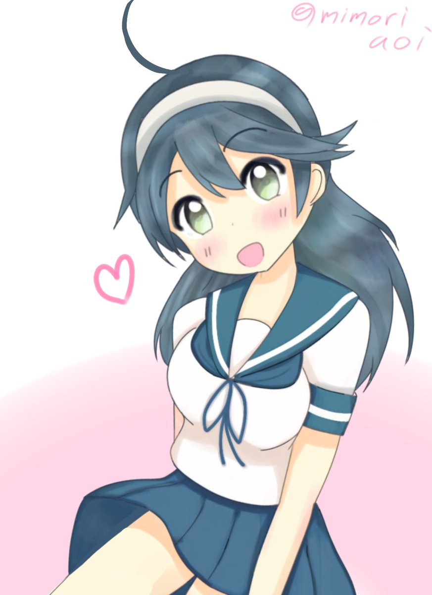 艦これ「潮ちゃん#艦これ版深夜の真剣お絵描き60分一本勝負#艦これ版真剣お絵描き60分一」|水守＠みもりのイラスト