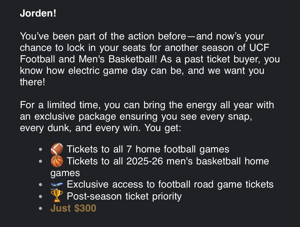 You can go to all UCF football and basketball games for $300!?!?!?