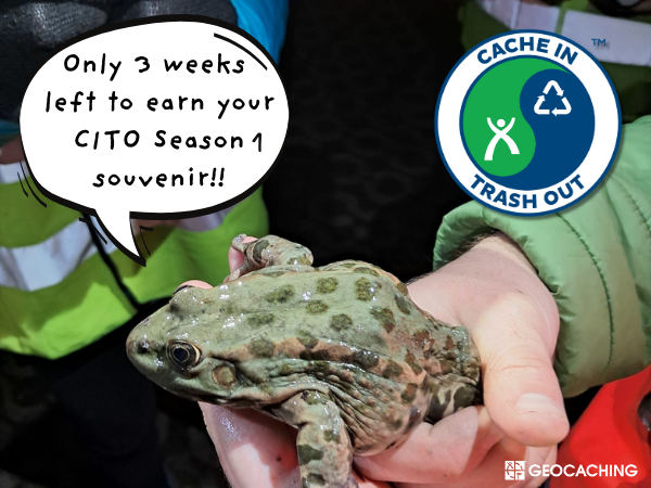 🐸 Have you attended a Cache In Trash Out® (CITO) Event yet? 🐸

Earn your CITO Season 1 souvenir by attending or hosting a CITO Event by May 31!

#geocache #geocaching #trashtag