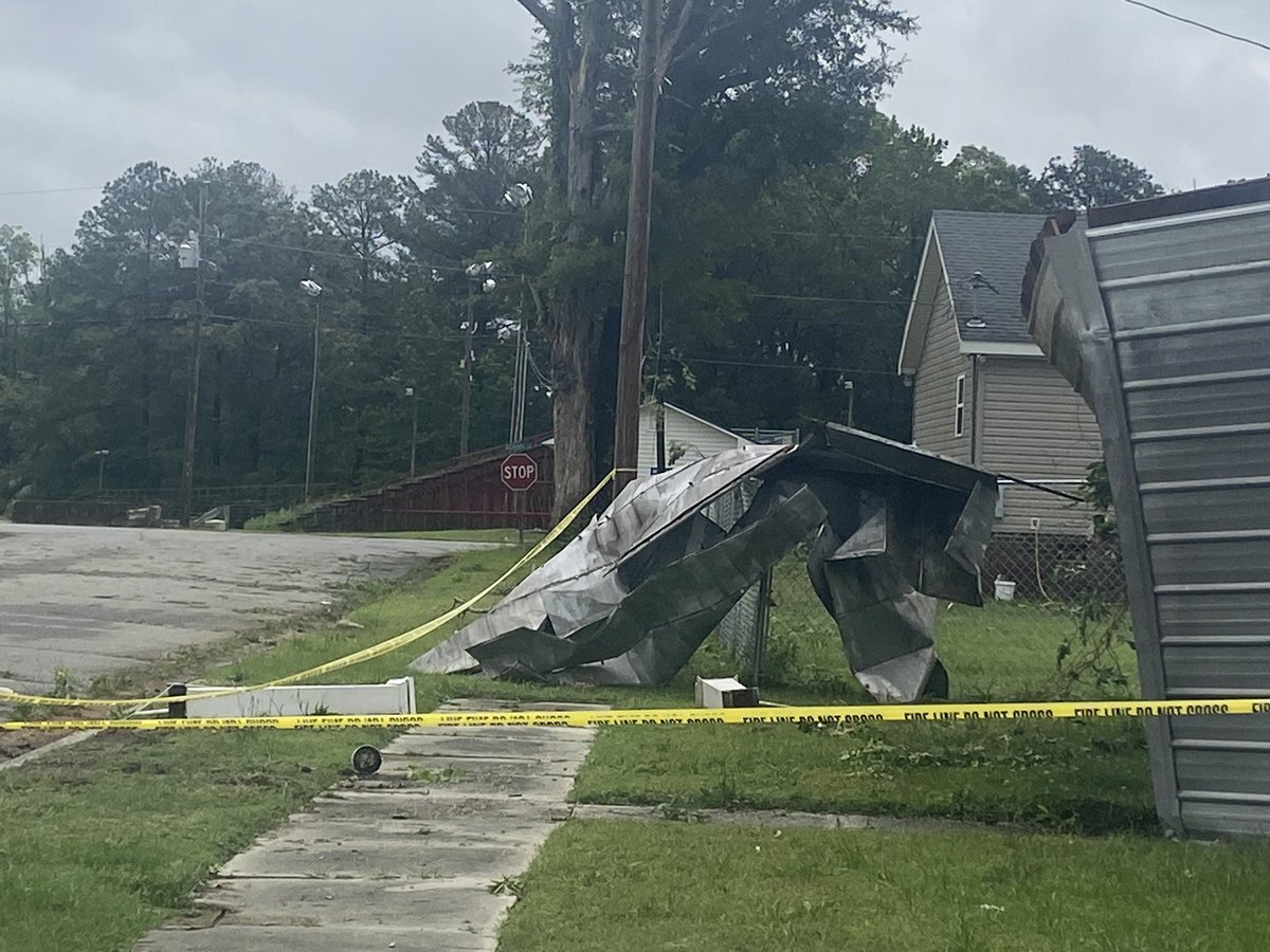 Daylight hours showing the extent of damage a tornado caused to a home on Gay Street in Pinetops, NC. Shockingly the family inside says they slept through the storm 
<a href="/WNCN/">CBS 17</a>