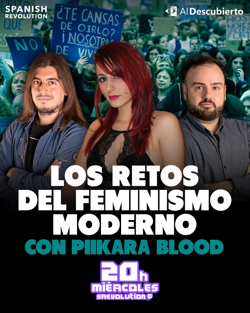 🔴 Los retos del feminismo moderno

➡️ <a href="/PiikaraB/">Piikara Blood Activismo</a>
➡️ <a href="/JFranAlbert/">JuanFran Albert</a>
➡️ <a href="/adjustepsi/">Adrián J</a>

📅  MIÉRCOLES 14
🕢  20:00h

💥 Analizaremos los retos del feminismo en este nuevo ciclo.

👉 twitch.tv/srevolution