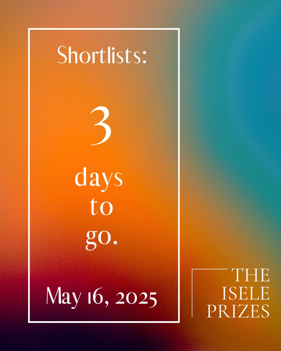 It’s almost here!

We can’t wait to reveal the shortlists for the 2025 prizes. 

Click the link below to read more about the longlisted works✨

iselemagazine.com/2025/04/16/the…