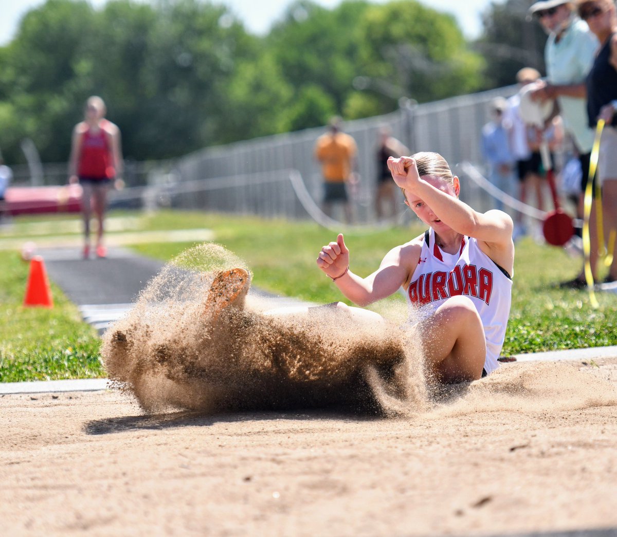 Adi Fahrnbruch wins the girls triple jump and Kaitlyn Staehr is third, both qualifying for state. #nebpreps
