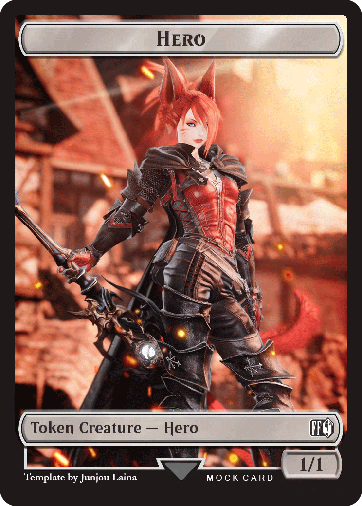 I made an FFXIV Hero Token card template based on the Final Fantasy x Magic the Gathering collab!

Download link in the reply 🔽