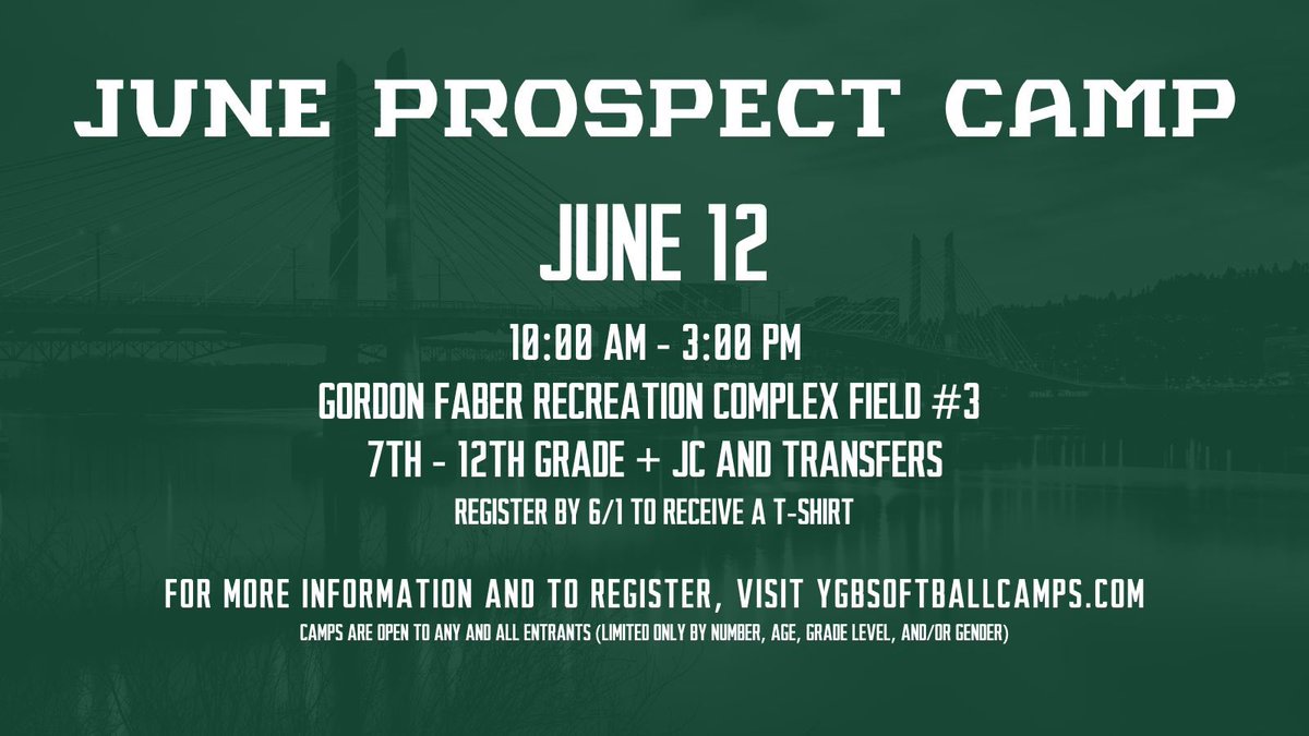 Join us for our first Prospect Camp of the Summer‼️

🔗: ygbsoftballcamps.com