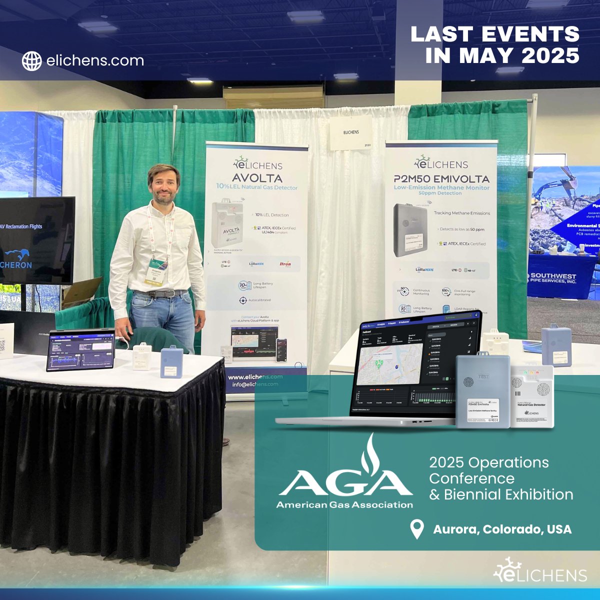 We had great conversations and were proud to showcase two of our key innovations at:
📍At <a href="/aga_naturalgas/">AGA</a> 2025: eLichens' P2M50 EmiVolta: Outdoor  Methane Emission Monitor with a 50ppm LOD, and all our IoT devices.
📍At <a href="/sensorplustest/">SENSOR+TEST</a> 2025: eLichens' Bilberry: NDIR gas sensors.