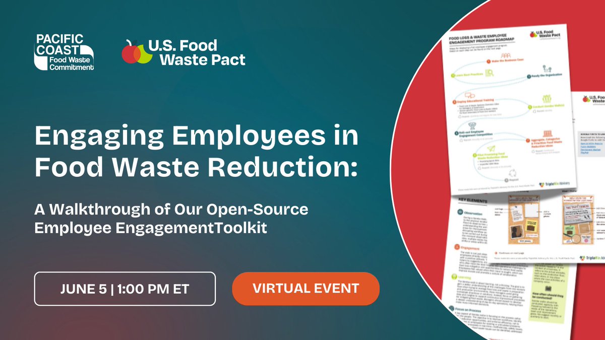 We’re collaborating with the <a href="/usfoodwastepact/">U.S. Food Waste Pact</a> and TripleWin Advisory on a webinar that will walk through the employee engagement toolkit, a portfolio of resources that empowers any #FoodBusiness to reduce #FoodWaste by engaging frontline workers. Register: loom.ly/3XlsSjk