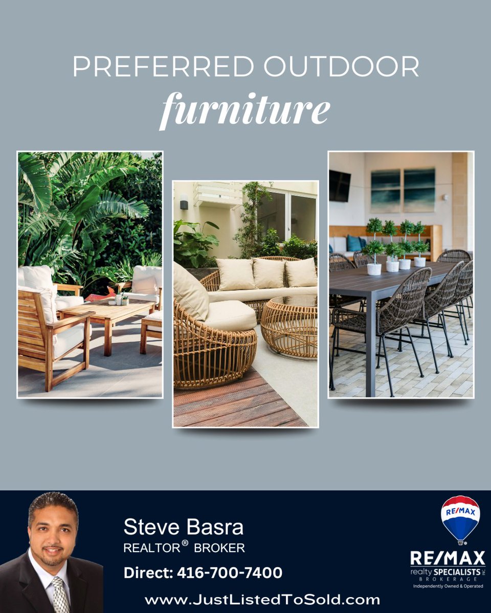 🌿✨ Whether it’s hosting lively gatherings with friends and family or enjoying peaceful evenings watching the sunset, a well-styled patio can make all the difference.
Which style speaks to you? Let us know how you’d transform your outdoor oasis! 🪴☀️ 

#SteveBasra