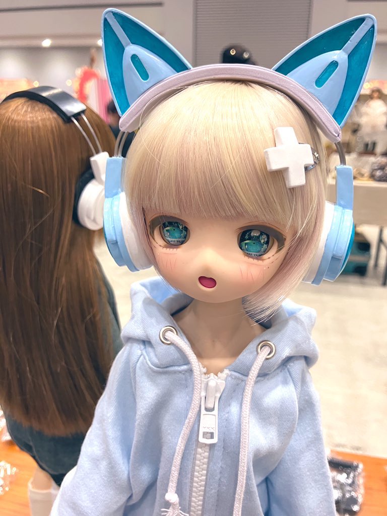 DD、MDD対応 1/3スケール ネコミミヘッドフォン（ブルー）pop-up apricot