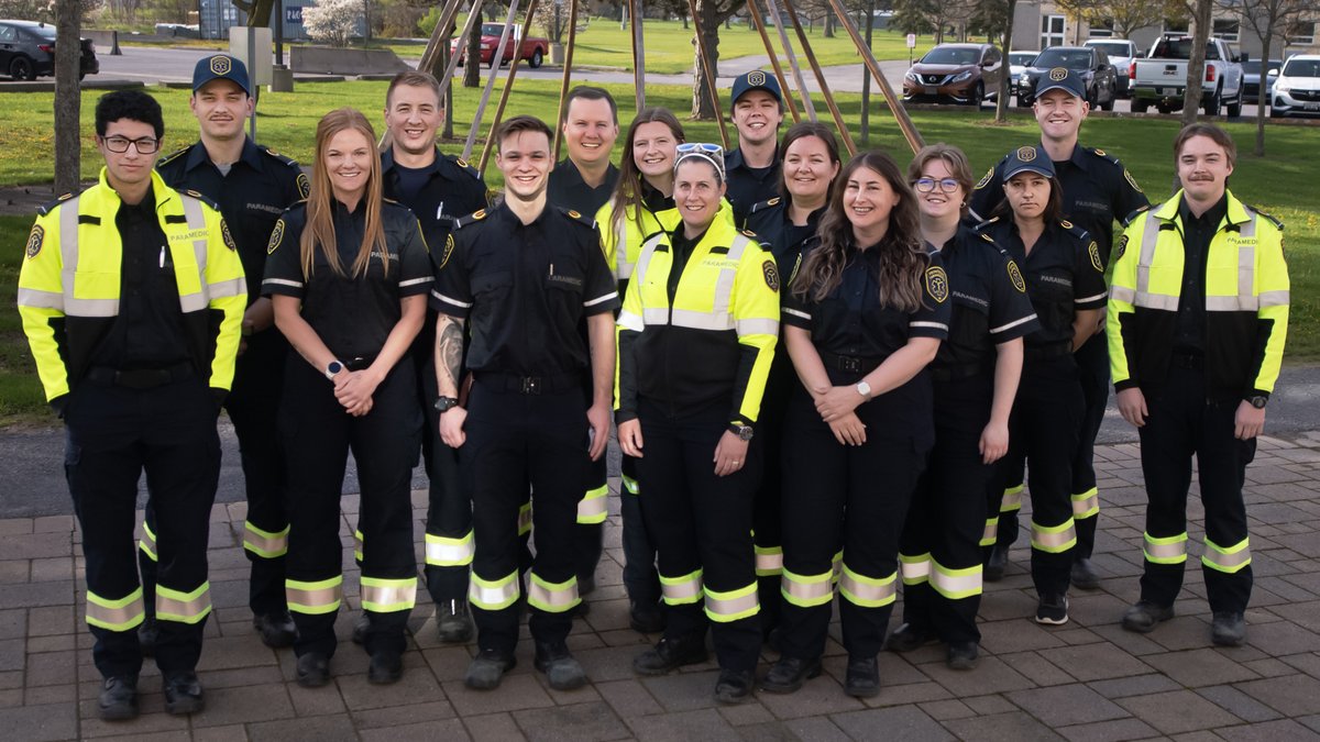 There's the spring cohort of 15 brand new Frontenac Paramedics seen here just before class this morning. 
They're qualifying, on-boarding, and easing onto the road over the next couple of weeks. It looks like a fine and capable group so far. 
It's good to have you with us!