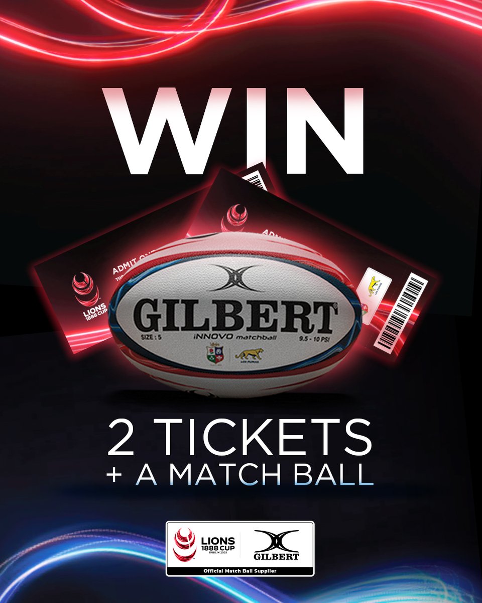 BKT United Rugby Championship (URC) (@urcofficial) on Twitter photo Win tickets to @LionsOfficial v Argentina 1888 Cup + a match ball courtesy of <a href="/GilbertRugby/">Matt Carson</a> ๐ฆ๐ฆ๐ท๐
Enter now ๐ bit.ly/4j1cnaz
#Lions2025 #1888Cup | T&Cs Apply. Win tickets to @LionsOfficial v Argentina 1888 Cup + a match ball courtesy of <a href="/GilbertRugby/">Matt Carson</a> ๐ฆ๐ฆ๐ท๐
Enter now ๐ bit.ly/4j1cnaz
#Lions2025 #1888Cup | T&Cs Apply.