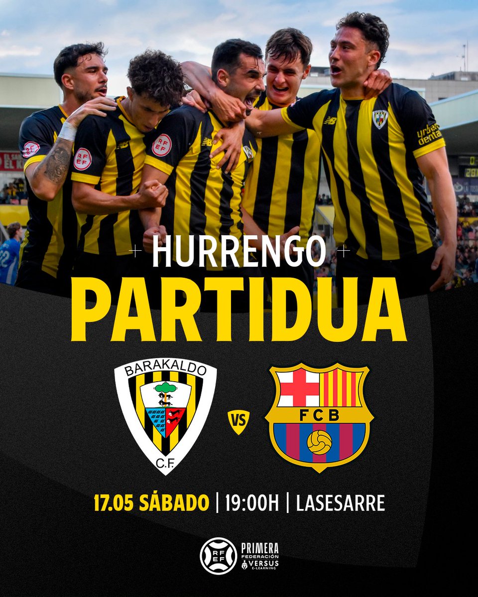 ¡Último baile en Lasesarre!🖤💛
Despedimos la liga ante nuestra afición con un partidazo 👊

🆚 <a href="/FCBarcelonaB/">Barça Atlètic</a> 
📅 Sábado, 17 de mayo
🕖 19:00
🏟️ Lasesarre
🎟️ Entradas ya disponibles online y en taquilla
ℹ️ Socios gratis. Acompañante socios gratis (necesario retirar entrada a 0€)
