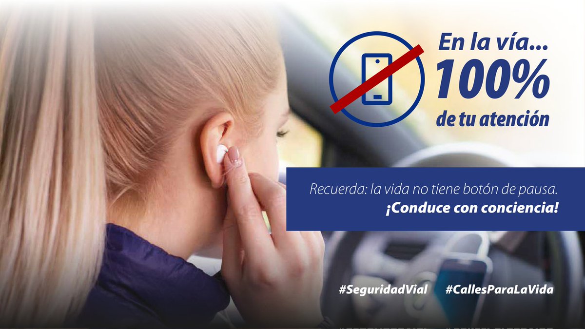 🚧 Nos encontramos en la Semana Mundial de la #SeguridadVial 🚲🛵🚘 y qué mejor ocasión para recordarles 🧐 la importancia de evitar las distracciones 🎶 en la vía 🛣️.
#CallesParaLaVida ❤️