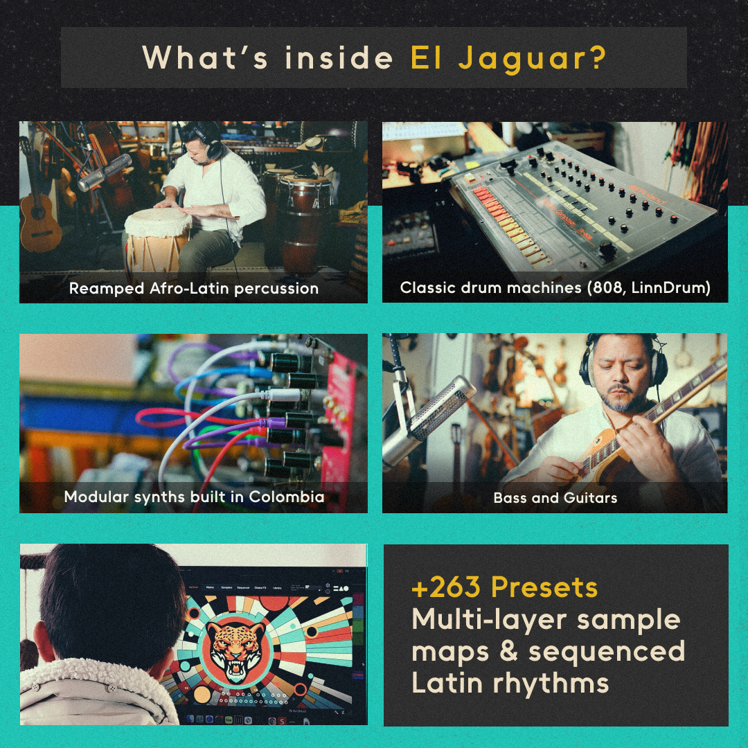 El Jaguar captures the raw spirit of Barranquilla, Colombia 🇨🇴 A living sound palette shaped by modular synths, vintage drum machines, and traditional percussion, all transformed through the power of Picó sound systems.

🎧 Special launch price until May 28th

#VirtualInstruments