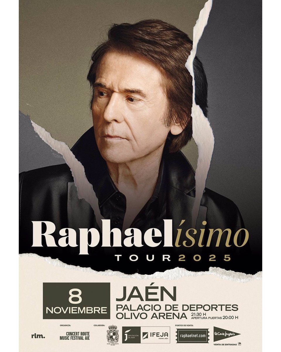 🎤  <a href="/RAPHAELartista/">𝗥𝗔𝗣𝗛𝗔𝗘𝗟</a> suma Jaén a su gira #Raphaelisimo con un concierto en el Olivo Arena el 8 de noviembre.

Entradas ya disponibles aquí: elcorteingles.es/entradas/conci…