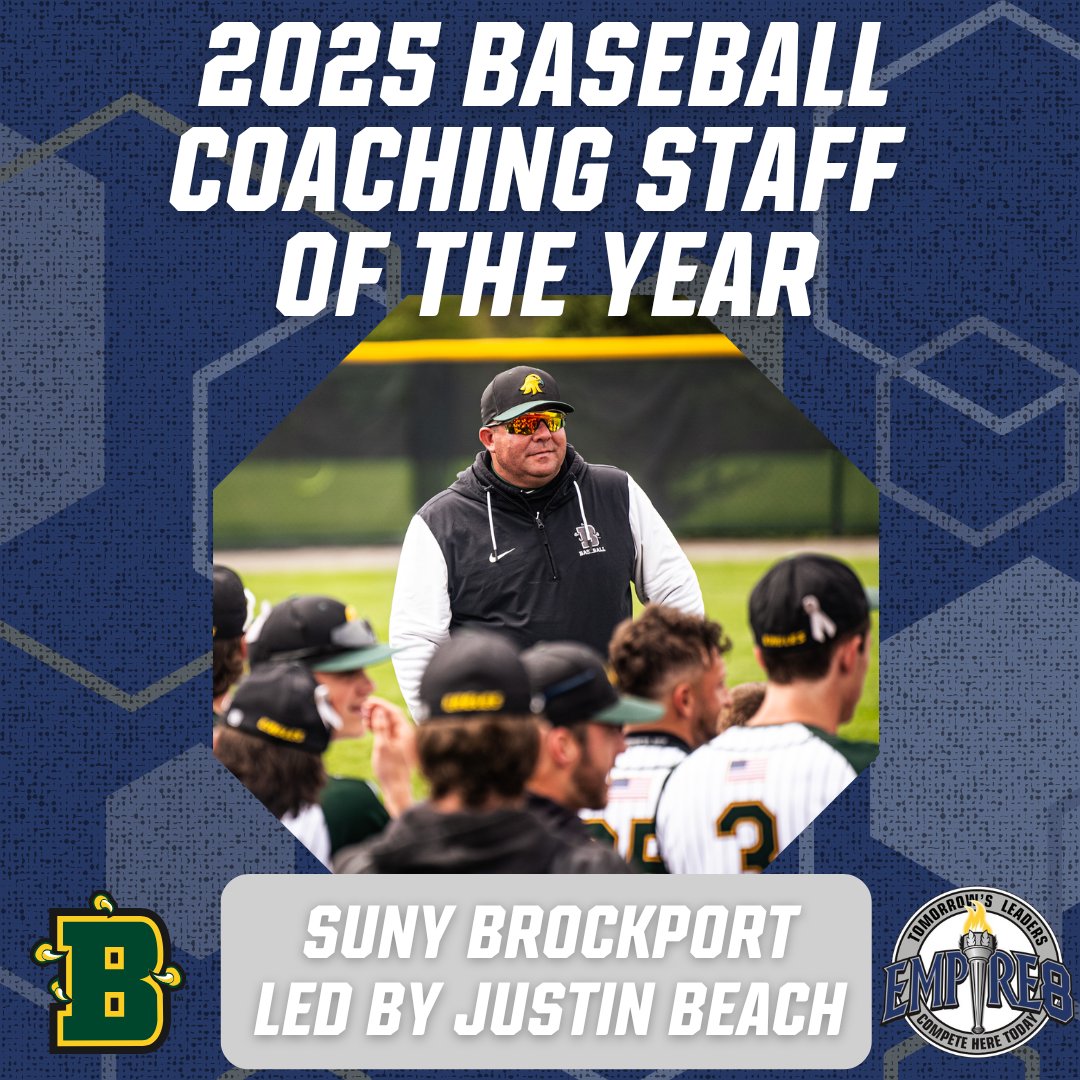 Empire 8 (@empire8) on Twitter photo Congrats to the second round of our 2025 #E8 Baseball Award Winners!
Defensive Player of the Year Jason Mansell
<a href="/BportAthletics/">Brockport Athletics</a>
Coaching Staff of the Year <a href="/BportBaseball/">Brockport Baseball</a> led by Justin Beach
#E8Proud #LeadersCompeteHere #WhyD3 Congrats to the second round of our 2025 #E8 Baseball Award Winners!
Defensive Player of the Year Jason Mansell
<a href="/BportAthletics/">Brockport Athletics</a>
Coaching Staff of the Year <a href="/BportBaseball/">Brockport Baseball</a> led by Justin Beach
#E8Proud #LeadersCompeteHere #WhyD3