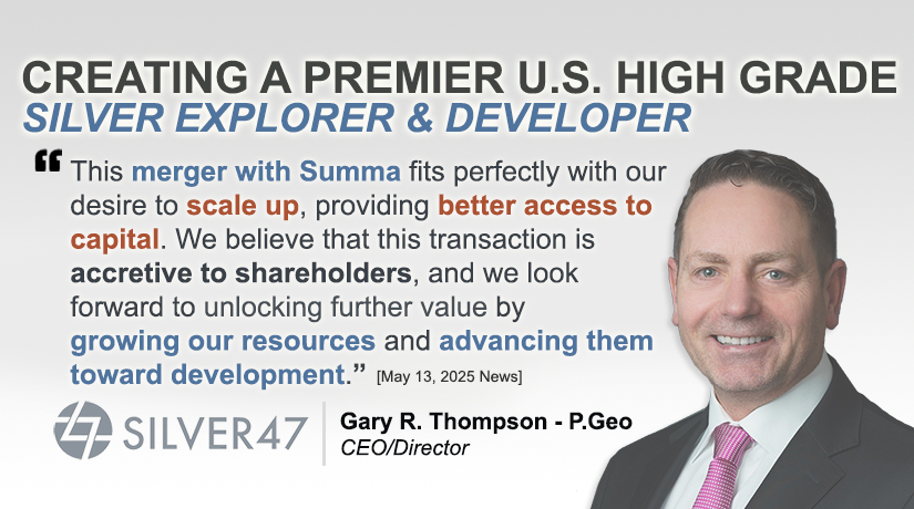 Silver47co's tweet photo. The Silver47 + @SummaSilver Merger: Creating a Premier U.S. High Grade #Silver Explorer and Developer 🚀
"This transaction will hold several high-profile projects within one of the world's top #mining jurisdictions." 🗨️Gary R. Thompson, Silver47 CEO 
👉 https://t.co/siTGVGrFGo

$AGA.v $AAGAF $SSVR $SSVRF