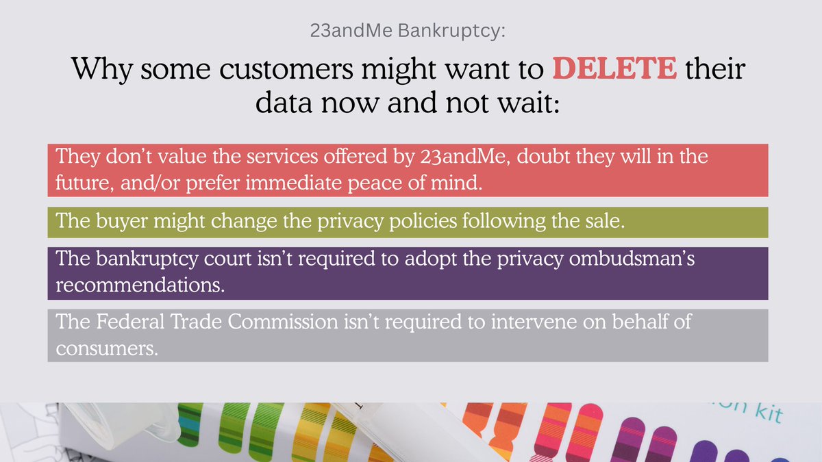 Petrie-Flom Center (@petrieflom) on Twitter photo The bankruptcy of 23andMe has created a dilemma for the millions of customers with their DNA profiles on file. <a href="/BCMEthics/">BCM Ethics & Policy</a> Professors Christi Guerrini and Amy McGuire weigh the pros and cons of letting the genetics company retain your personal information: petrieflom.law.harvard.edu/2025/04/28/the… The bankruptcy of 23andMe has created a dilemma for the millions of customers with their DNA profiles on file. <a href="/BCMEthics/">BCM Ethics & Policy</a> Professors Christi Guerrini and Amy McGuire weigh the pros and cons of letting the genetics company retain your personal information: petrieflom.law.harvard.edu/2025/04/28/the…