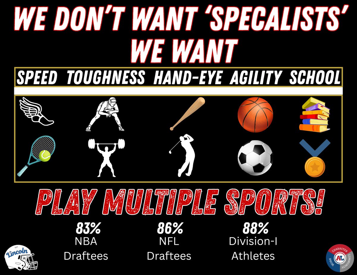 If you want great opportunities at the second level, play multiple sports! 🏈⚾️⚽️🏀🏃‍♂️🎾⛳️🤼‍♂️