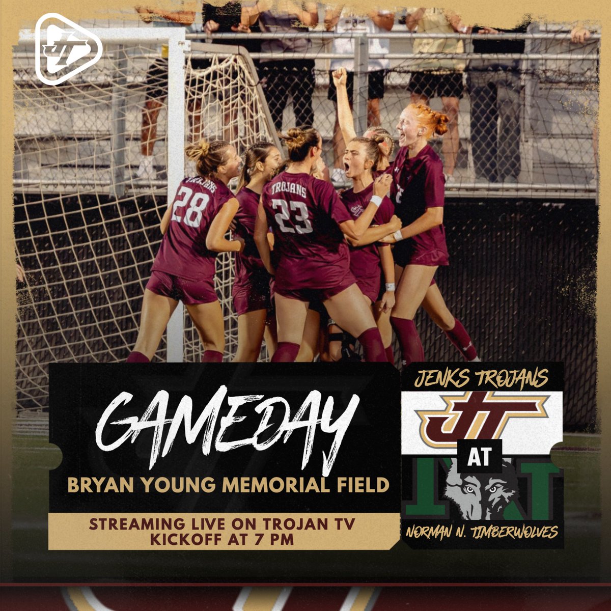 🏆⚽ PLAYOFF GAMEDAY ⚽🏆
⚔️ Jenks Trojans vs Norman North Timberwolves 🐺
⏰ 7 PM Kickoff
🏟 Bryan Young Memorial Field
📺 youtube.com/live/r27JAdOmi…