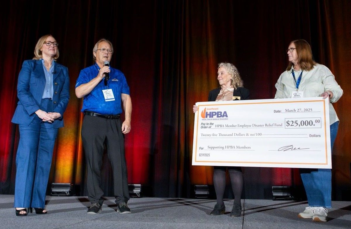 Southeast HPBA donated $25K to the HPBA Member Employee Disaster Relief Fund—and challenged others to match it. 💪

Read the article: bit.ly/4iTUpXn