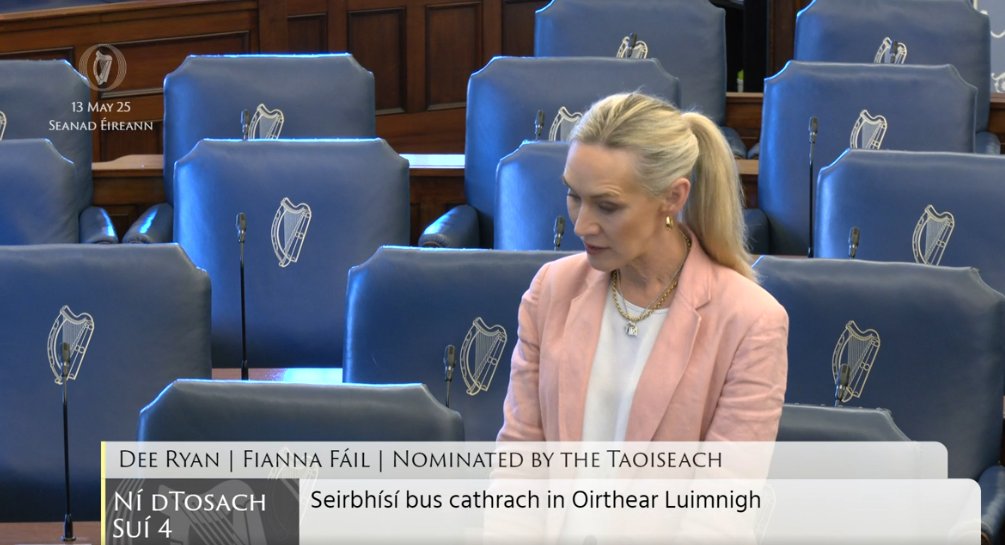Houses of the Oireachtas - Tithe an Oireachtais (@oireachtasnews) on Twitter photo #Seanad Commencement Matter 4: Senator Dee Ryan <a href="/deecorbettryan/">Dee Ryan Limerick</a> – To the Minister for Transport: Metropolitan bus services in East Limerick. #SeeForYourself
oir.ie/38ae74c #Seanad Commencement Matter 4: Senator Dee Ryan <a href="/deecorbettryan/">Dee Ryan Limerick</a> – To the Minister for Transport: Metropolitan bus services in East Limerick. #SeeForYourself
oir.ie/38ae74c
