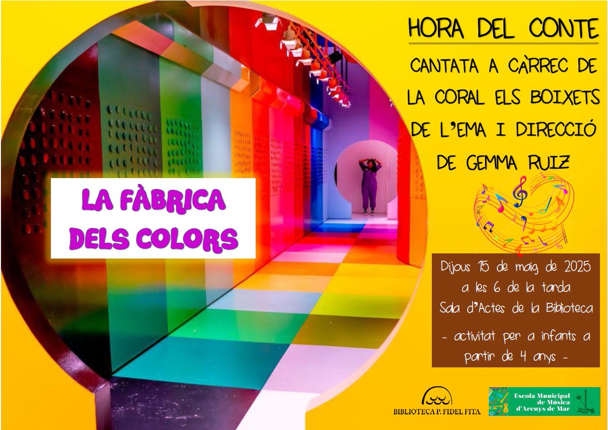 BibliotecaArenysMar (@biblioarenysmar) on Twitter photo 🎶Hora del Conte musical amb la Coral Els Boixets, de l'Escola Municipal de Música d'Arenys de Mar, sota la batuta de Gemma Ruiz!
<a href="/AjArenys/">Aj. Arenys de Mar</a> <a href="/bibliotequesXBM/">BibliotequesXBM</a> <a href="/BibliosMaresme/">BibliosMaresme</a> 🎶Hora del Conte musical amb la Coral Els Boixets, de l'Escola Municipal de Música d'Arenys de Mar, sota la batuta de Gemma Ruiz!
<a href="/AjArenys/">Aj. Arenys de Mar</a> <a href="/bibliotequesXBM/">BibliotequesXBM</a> <a href="/BibliosMaresme/">BibliosMaresme</a>
