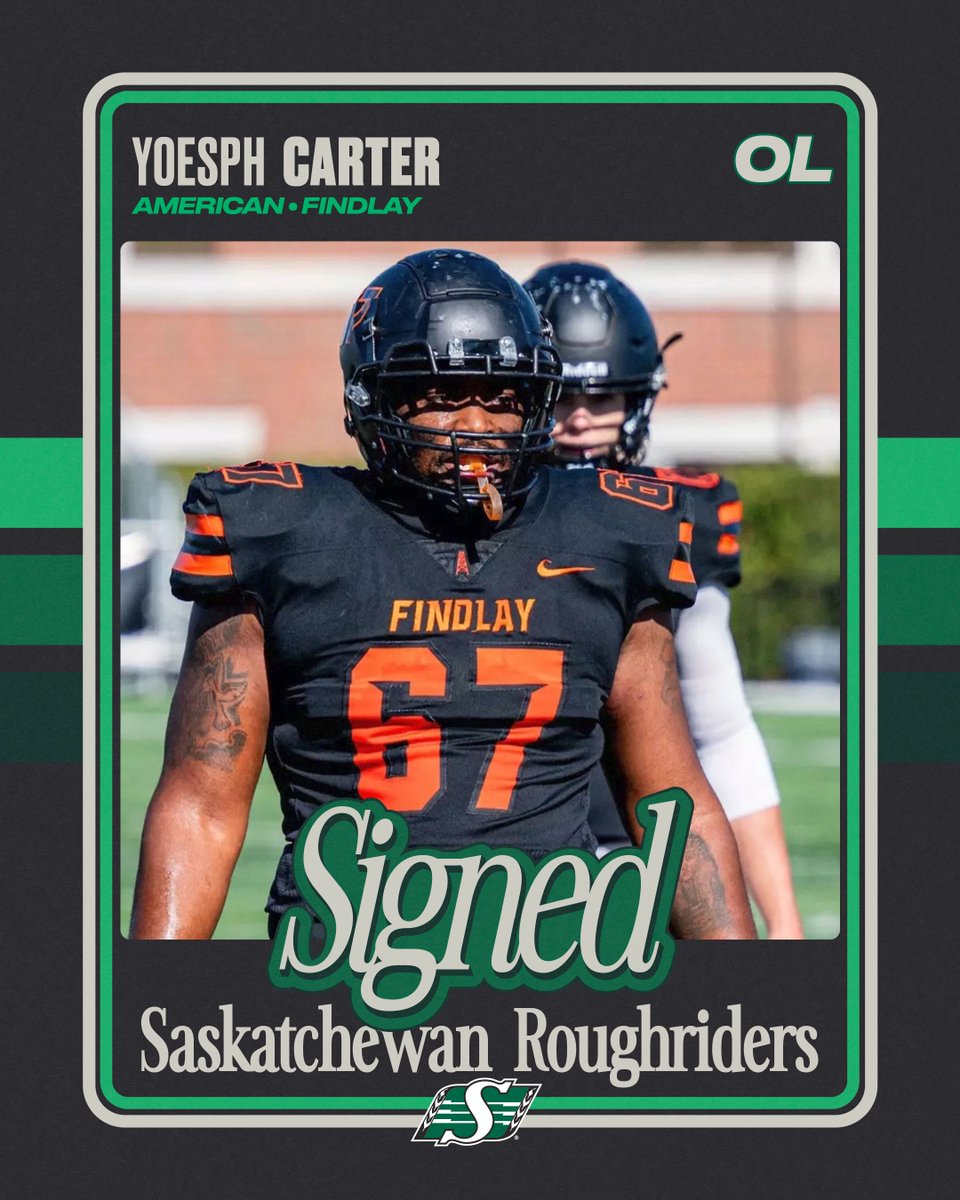 Hey Mr. Carter 👋

The Saskatchewan Roughriders have signed American offensive lineman Yoesph Carter. 

😮‍💨 bit.ly/3SFeEgJ