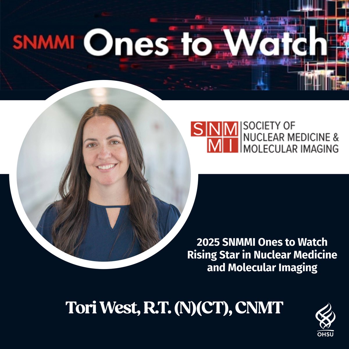 Congratulations Tori West, R.T. (N)(CT), CNMT for being recognized as a rising star in nuclear medicine and molecular imaging through <a href="/SNM_MI/">SNMMI</a> Ones to Watch program! snmmi.org/Web/News/Artic…