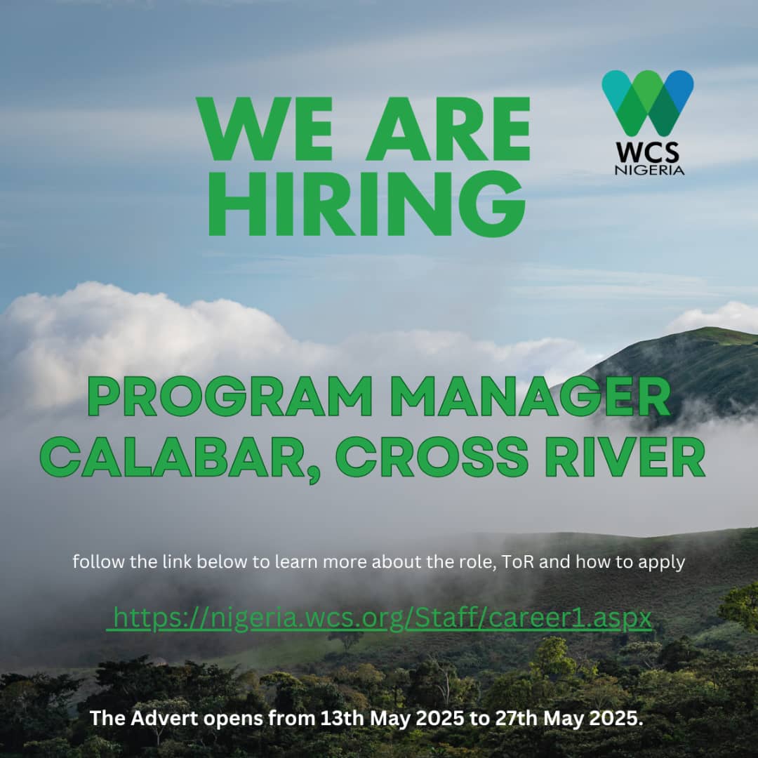 WCS Nigeria π (@wcs_nigeria) on Twitter photo π¨ Job Alert: WCS Nigeria is hiring a Program Manager!
π 2-year contract (renewable)
π Travel: 30β40%
π© Apply by May 27, 2025
π§ Send CV & cover letter to: nigeriajobs@wcs.org
π‘ Females strongly encouraged to apply!
#ConservationJobs #NowHiring #NigeriaJobs π¨ Job Alert: WCS Nigeria is hiring a Program Manager!
π 2-year contract (renewable)
π Travel: 30β40%
π© Apply by May 27, 2025
π§ Send CV & cover letter to: nigeriajobs@wcs.org
π‘ Females strongly encouraged to apply!
#ConservationJobs #NowHiring #NigeriaJobs