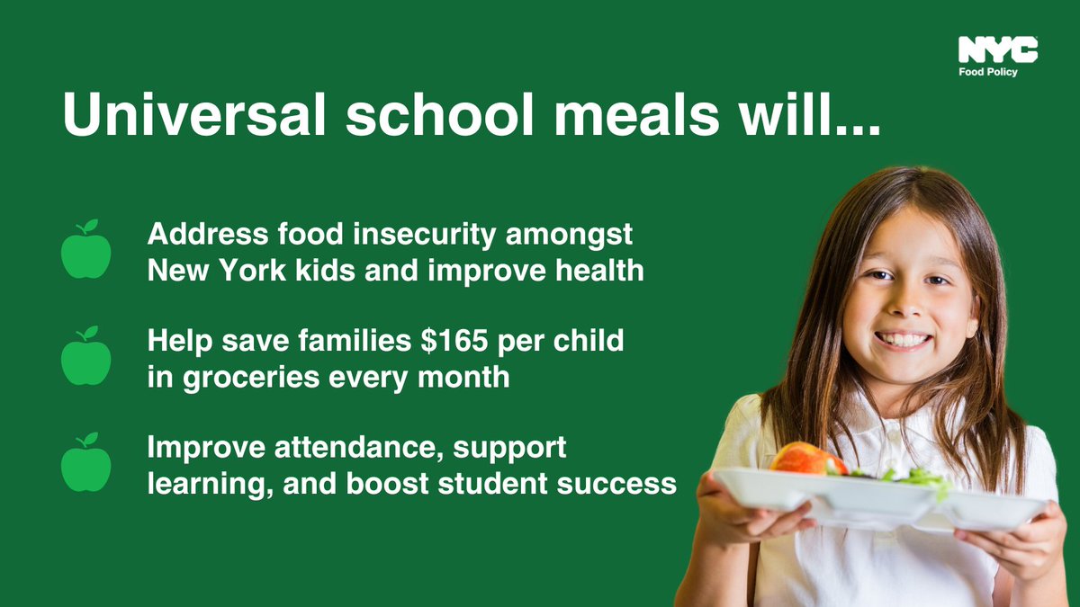 NYC Mayor's Office of Food Policy (@nycfood) on Twitter photo New York State officially expanded universal school meals statewide in its FY26 Budget! Thank you <a href="/GovKathyHochul/">Governor Kathy Hochul</a>, <a href="/MichelleHinchey/">Michelle Hinchey</a>, <a href="/votejgr/">Jessica GonzĂĄlez-Rojas (votejgr.bsky.social)</a>, and the NY Legislature for ensuring all children have access to the nutrition they need to succeed. #Meals4AllNY New York State officially expanded universal school meals statewide in its FY26 Budget! Thank you <a href="/GovKathyHochul/">Governor Kathy Hochul</a>, <a href="/MichelleHinchey/">Michelle Hinchey</a>, <a href="/votejgr/">Jessica GonzĂĄlez-Rojas (votejgr.bsky.social)</a>, and the NY Legislature for ensuring all children have access to the nutrition they need to succeed. #Meals4AllNY