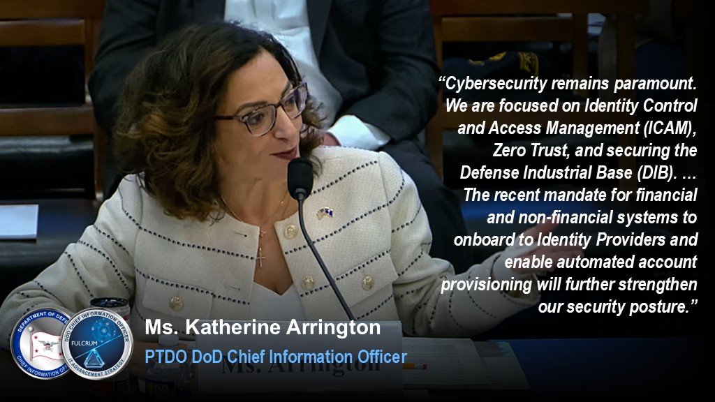 PTDO CIO Katherine Arrington discussed DoD #cybersecurity and #ICAM in testimony before the HASC subcommittee on Cyber, Information Technology, and Information Systems (CITI) on 8 May. #cyber #ZeroTrust #DIBCS