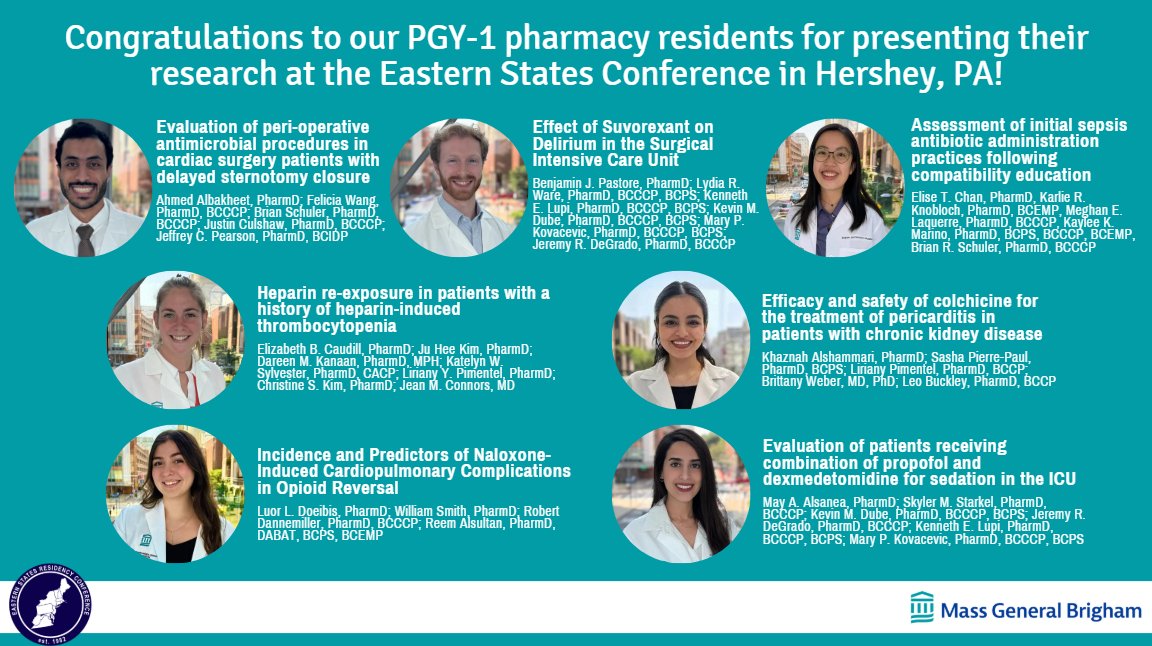 Congratulations to our PGY-1 pharmacy residents on presenting their research at the Eastern States Conference in Hershey, PA! #TwitteRx #PharmRes 📚📊