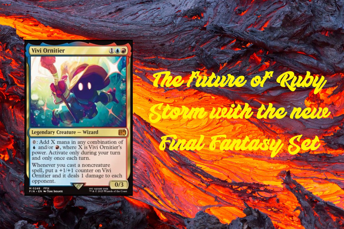 Have the Final Fantasy Set enough interesting cards to upgrade Ruby Storm? I have written an article talking about the set, the interesting cards for the archetype and the future of it. Get your subscrition now to acces it at:
🍓👉 patreon.com/CrazyMorango <a href="/fireshoes/">Robert Taylor🔥✈️ SCG Orlando</a>