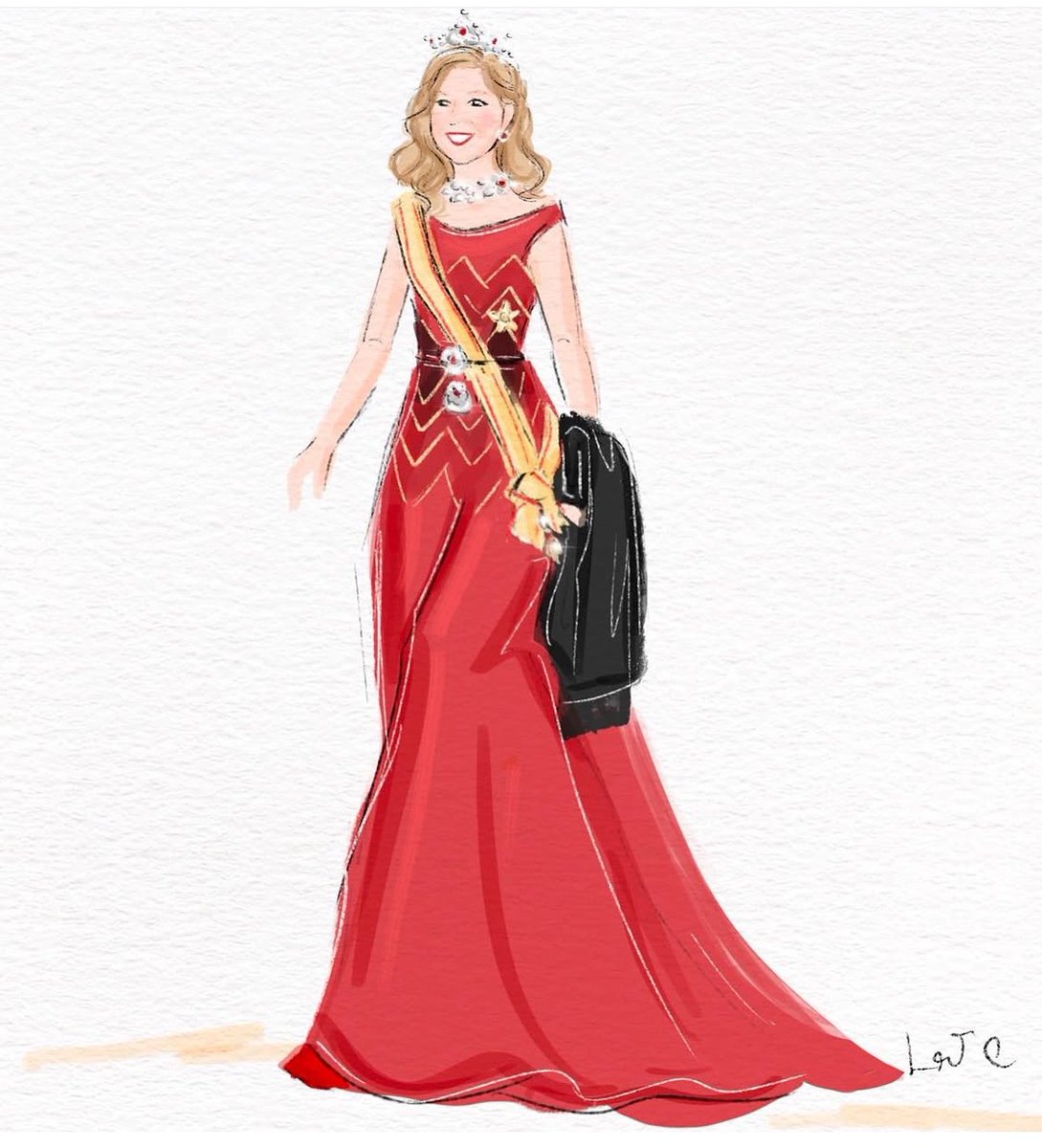 Lenillustration's tweet image. Happy belated birthday, Queen Maxima of Netherland