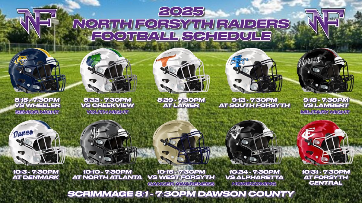 2025 North Forsyth Football Schedule!