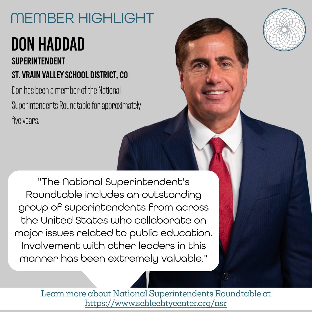 NSR (@natsupers) on Twitter photo Today we are honoring Don Haddad, a veteran member of National Superintendents Roundtable (NSR). Learn more about NSR at schlechtycenter.org/nsr. <a href="/SVVSDsupt/">Jackie Kapushion, Ed.D.</a> <a href="/SVVSD/">St. Vrain Valley Schools</a> <a href="/drstevemac1/">Dr. Steve McCammon</a> Today we are honoring Don Haddad, a veteran member of National Superintendents Roundtable (NSR). Learn more about NSR at schlechtycenter.org/nsr. <a href="/SVVSDsupt/">Jackie Kapushion, Ed.D.</a> <a href="/SVVSD/">St. Vrain Valley Schools</a> <a href="/drstevemac1/">Dr. Steve McCammon</a>