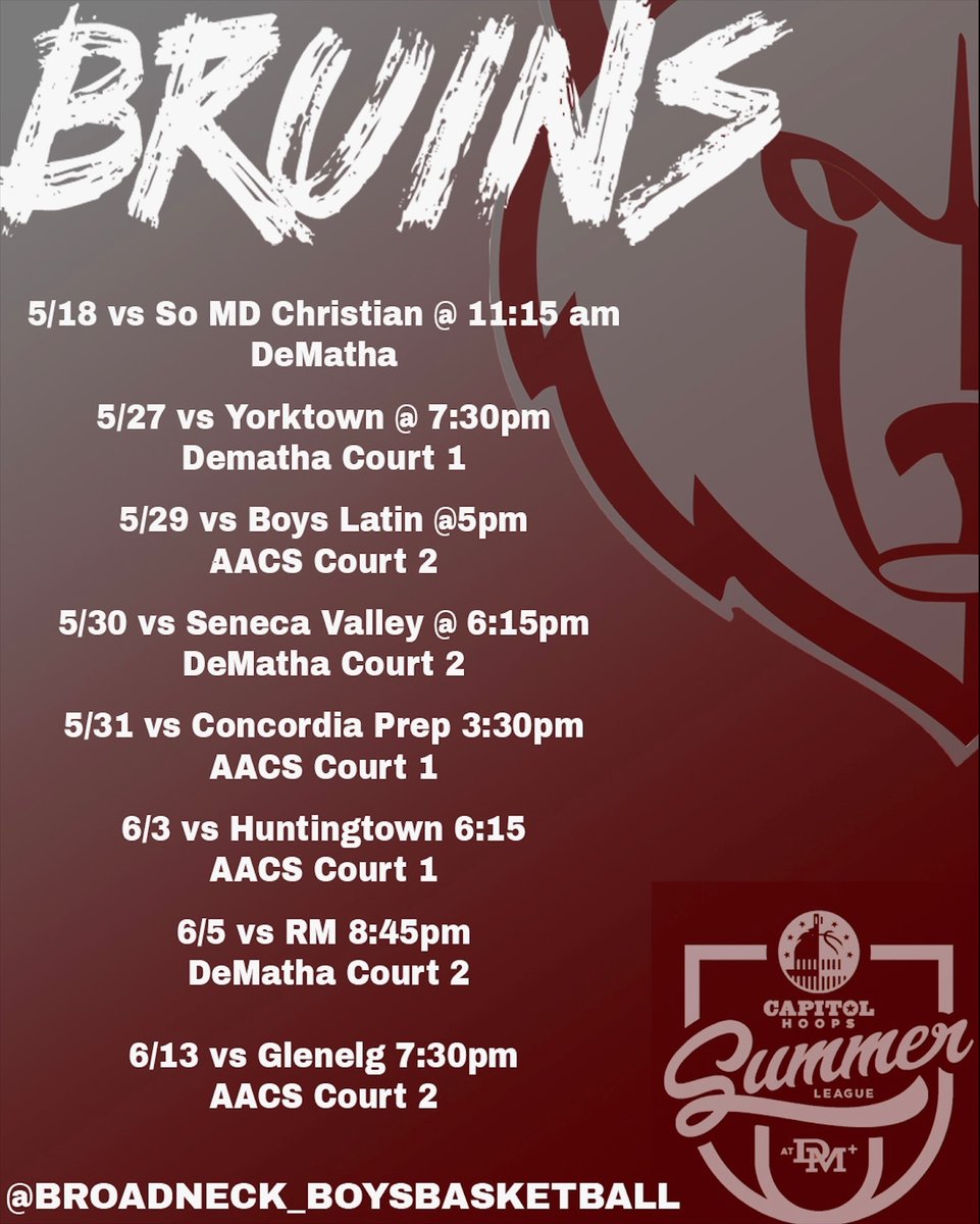 Summer League schedule