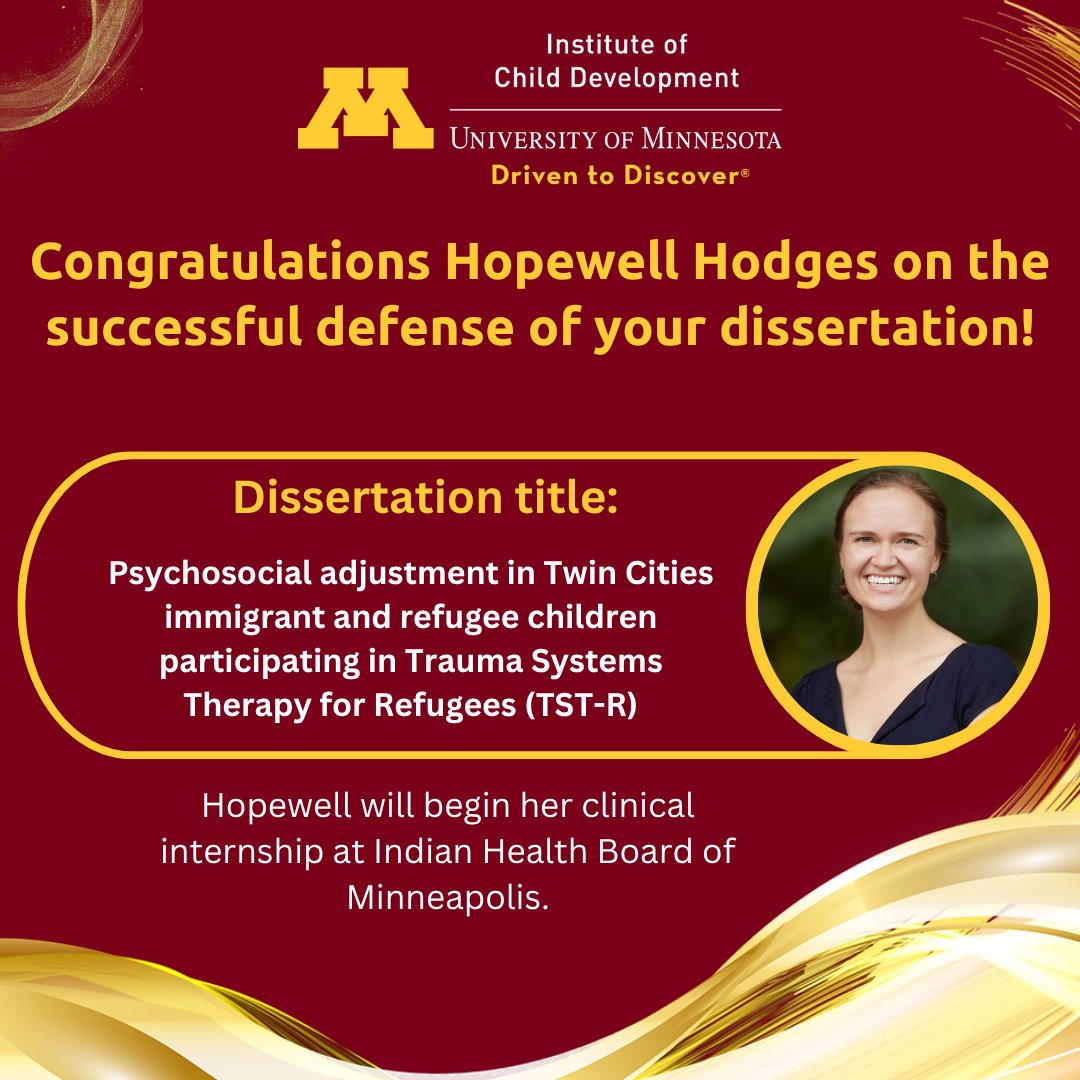 UMN_ICD's tweet image. 🎊 Dissertation defense season continues! Congratulations to Hopewell Hodges on defending your dissertation and moving on to your clinical internship at Indian Health Board of Minneapolis. #umnproud