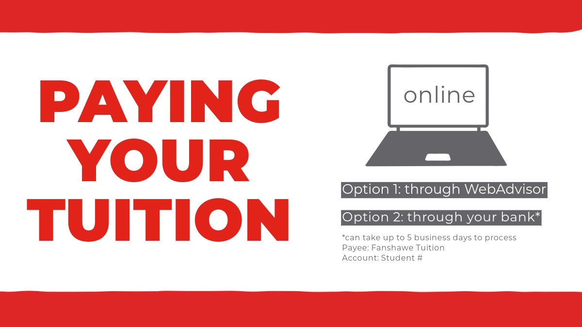 May. 16 is the 10th day of term. 

Canadian students, your balance of fees is due. Make a payment through WebAdvisor or your bank (payee:Fanshawe Tuition. account: student number)

Last day for FT post-secondary students to withdraw or change to PT status for the fall term.