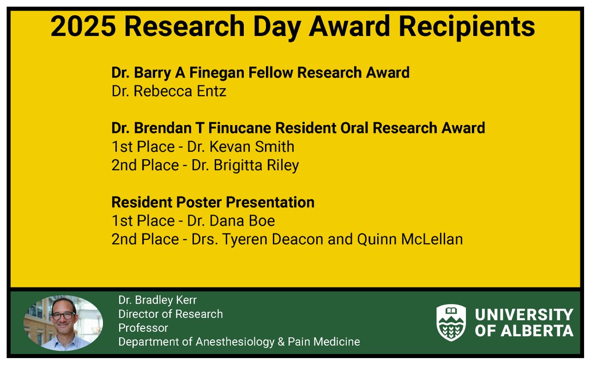 UAlberta Anesthesia (@ualbertaanesth) on Twitter photo On behalf of <a href="/UAlbertaAnesth/">UAlberta Anesthesia</a> we would like to sincerely thank everyone who presented at our 14th Annual Gelfan and Bell Anesthesia and Continuing Education & Research Symposium and made us smarter. Congratulations to our award recipients. <a href="/UAlberta_FoMD/">UAlberta Med & Dent</a> On behalf of <a href="/UAlbertaAnesth/">UAlberta Anesthesia</a> we would like to sincerely thank everyone who presented at our 14th Annual Gelfan and Bell Anesthesia and Continuing Education & Research Symposium and made us smarter. Congratulations to our award recipients. <a href="/UAlberta_FoMD/">UAlberta Med & Dent</a>