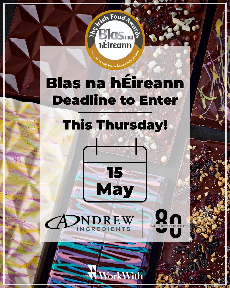 AndrewIngred's tweet image. Only a short time left to enter Blas na hÉireann – don’t miss out! ⏰

#AndrewIngredients #WorkWith #WorkWithAndrewIngredients #Sponsors #Blas2025 #Keydates #Irishfoodawards #Sponsorship
