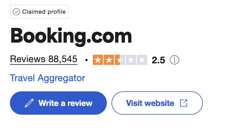 Dotmasters's tweet image. So for a service website that produces nothing but the promise of another’s service . @bookingcom are really bad 2.5 on a trust pilot scale . Don’t use these fools